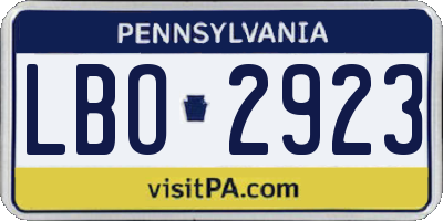 PA license plate LBO2923