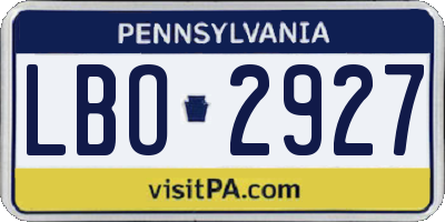 PA license plate LBO2927