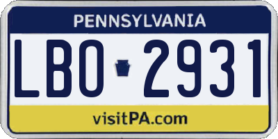 PA license plate LBO2931