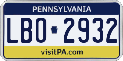 PA license plate LBO2932