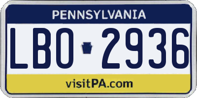 PA license plate LBO2936