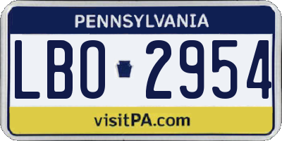 PA license plate LBO2954
