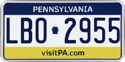 PA license plate LBO2955