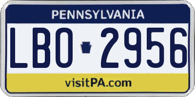 PA license plate LBO2956