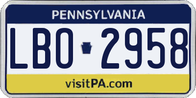 PA license plate LBO2958