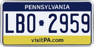 PA license plate LBO2959