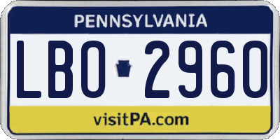 PA license plate LBO2960