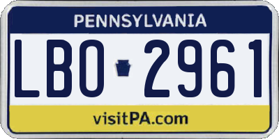 PA license plate LBO2961