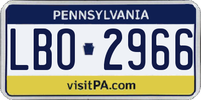 PA license plate LBO2966