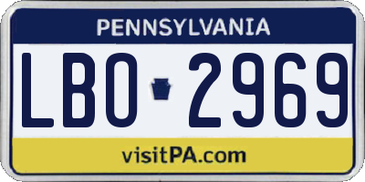 PA license plate LBO2969