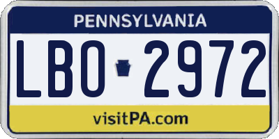 PA license plate LBO2972