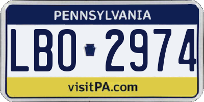 PA license plate LBO2974