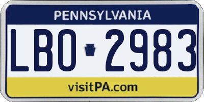 PA license plate LBO2983
