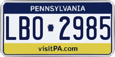 PA license plate LBO2985