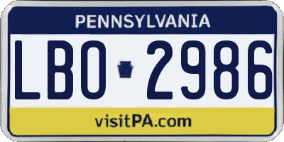 PA license plate LBO2986
