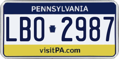 PA license plate LBO2987