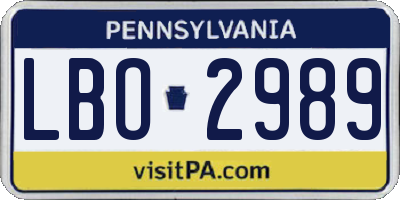 PA license plate LBO2989