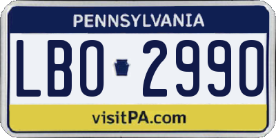 PA license plate LBO2990