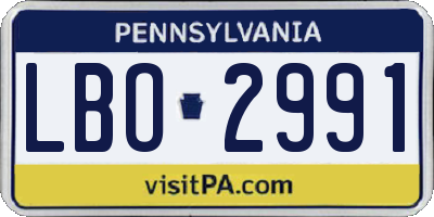 PA license plate LBO2991