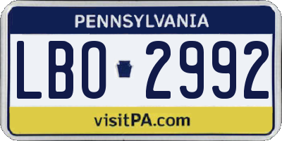 PA license plate LBO2992
