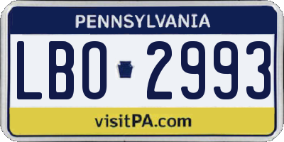 PA license plate LBO2993
