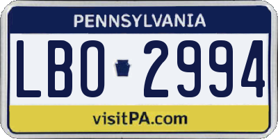 PA license plate LBO2994