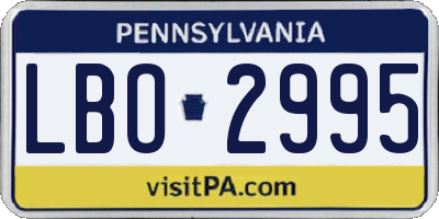 PA license plate LBO2995