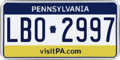 PA license plate LBO2997