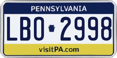 PA license plate LBO2998