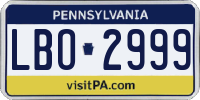 PA license plate LBO2999