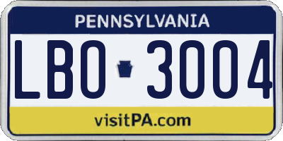 PA license plate LBO3004