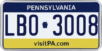 PA license plate LBO3008