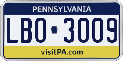 PA license plate LBO3009