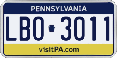 PA license plate LBO3011