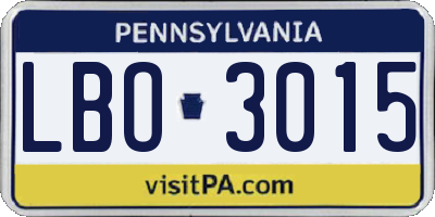 PA license plate LBO3015