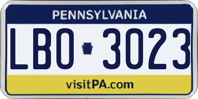PA license plate LBO3023