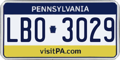 PA license plate LBO3029