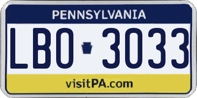 PA license plate LBO3033