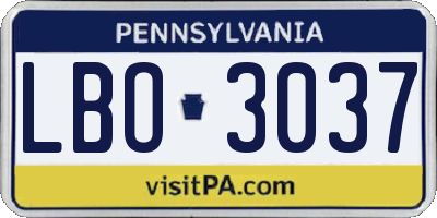 PA license plate LBO3037