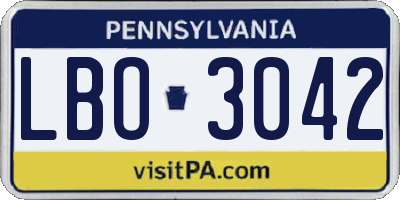 PA license plate LBO3042