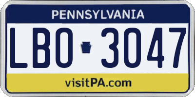 PA license plate LBO3047