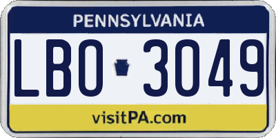 PA license plate LBO3049