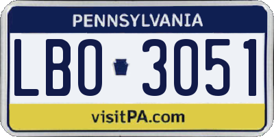 PA license plate LBO3051