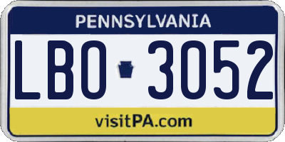 PA license plate LBO3052