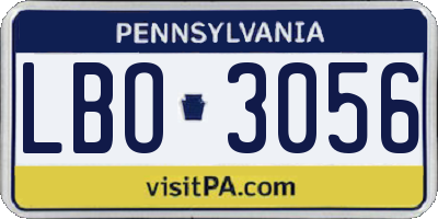 PA license plate LBO3056