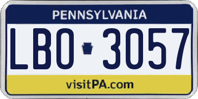 PA license plate LBO3057