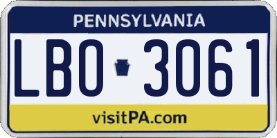 PA license plate LBO3061
