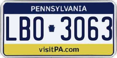 PA license plate LBO3063