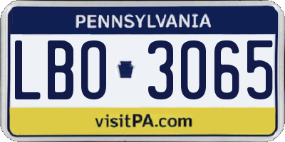 PA license plate LBO3065