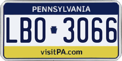 PA license plate LBO3066